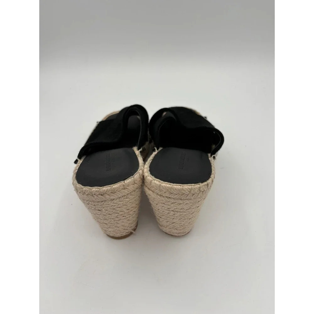 Banana Republic Black Suede Espadrille Wedge Sandals Crisscross Mules 7.5 575106
